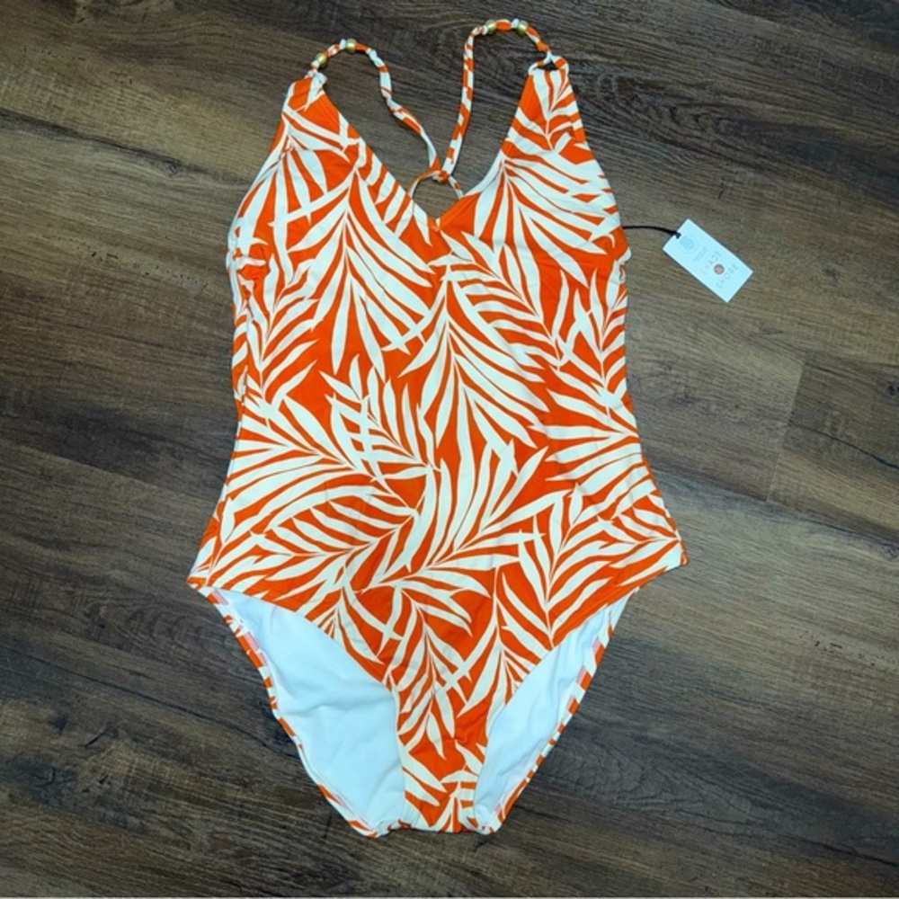 NWT Target Shade & Shore Palm Leaf Burnt Orange One Piece Swimsuit